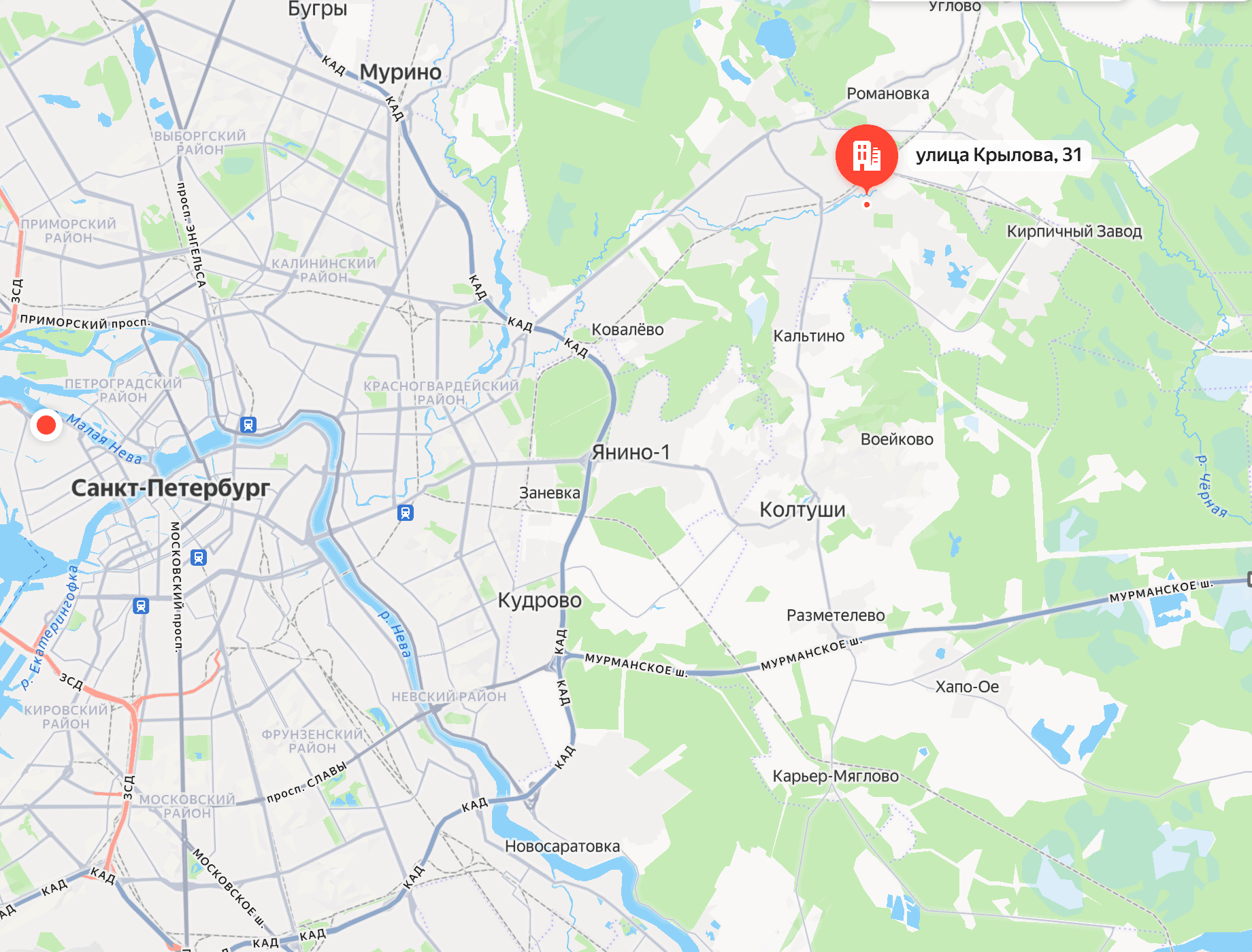 Расположение Всеволожской школы-интерната на карте